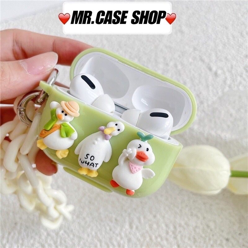 Case Airpods 1/2 /3/Pro Vỏ Ốp Tai Nghe Nhựa Dẻo Hình Silica Gel Xanh Lá - Mr.Case AirPods