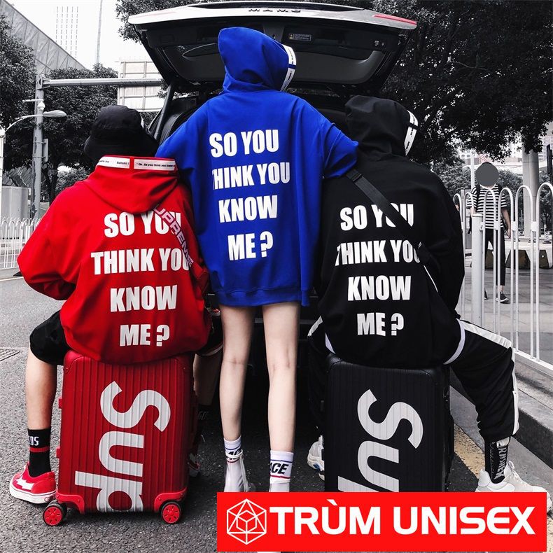 Áo Hoodie Thun Nỉ Nam Dài Tay Có Mũ Kiểu Dáng Thời Trang màu xanh SO YOU THINK YOU NOW ME