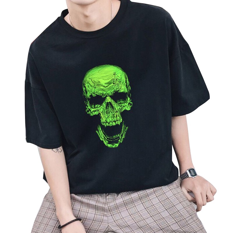 <SMLshop> ÁO THUN UNISEX GREENSKULL ĐEN
