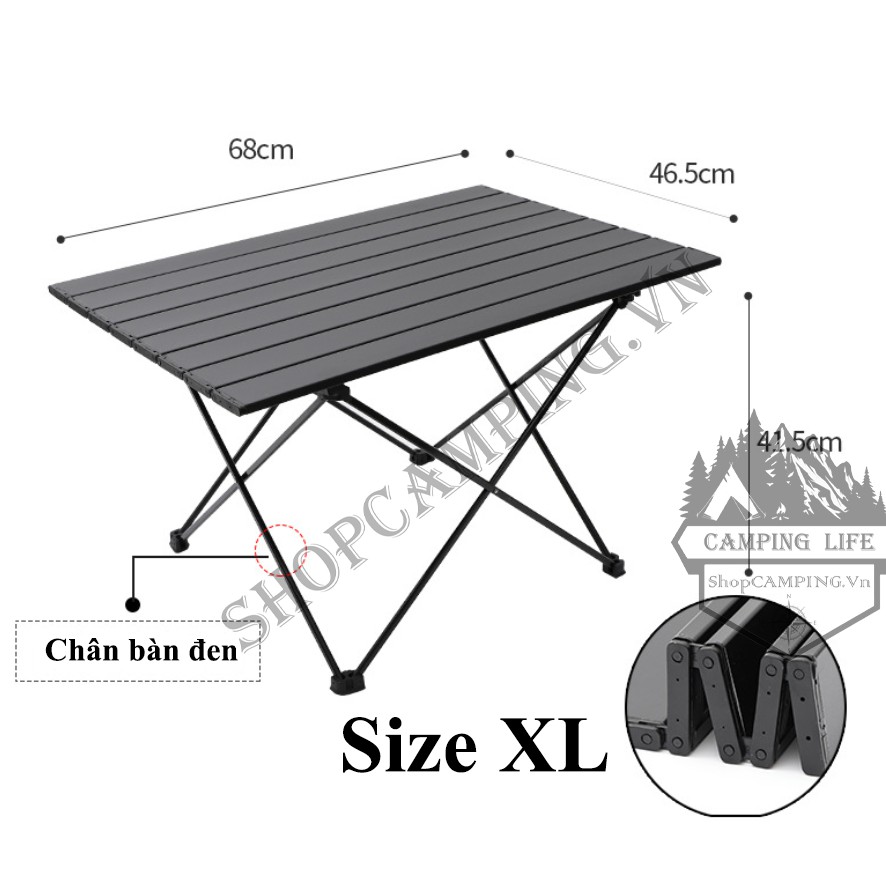 Bàn nhôm gấp gọn nhiều màu dành cho cắm trại dã ngoại cỡ Lớn- (size XL): mặt bàn 68 x 46cm, cao 41cm - Nặng 1.6Kg