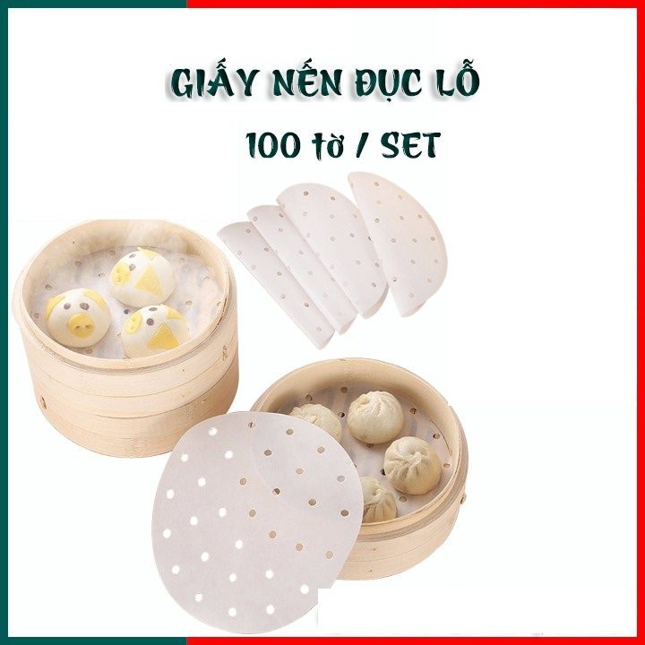 TẬP 100 GIẤY NẾN ĐỤC LỖ SIZE 23 CM THẤM HÚT DẦU CHIÊN BẢO VỆ LỚP CHỐNG DÍNH CHO NỒI CHIÊN