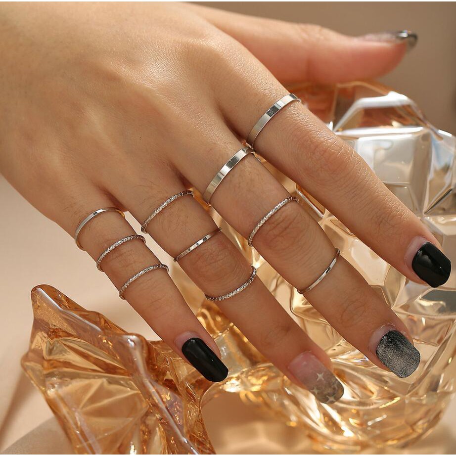 Bingo Conjunto Anel De Dedo De Metal Simples Punk  Acessórios Anel feminino com arruela  YR
