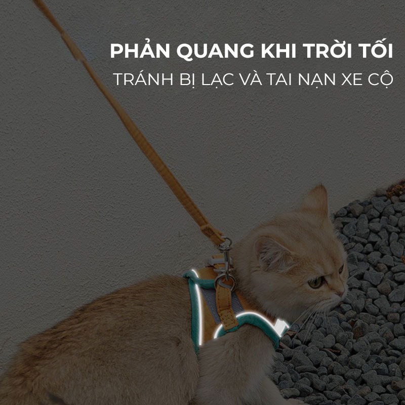 Dây dắt thú cưng dạng yếm kèm phản quang, dây dắt chó, dây dắt mèo