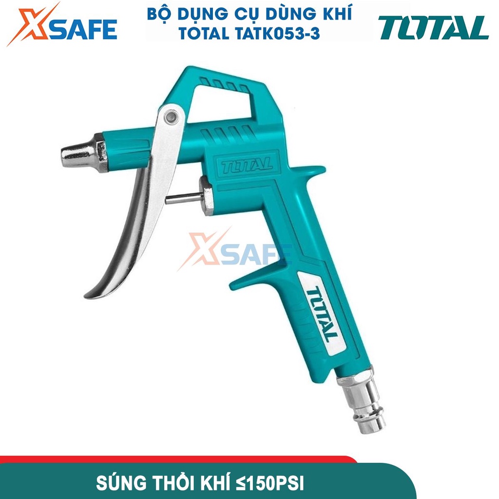 Bộ 5 công cụ dùng khí TOTAL TATK053-3, dụng cụ xịt hơi 5 chi tiết gồm dây hơi PU, súng thổi khí, súng phun sơn, bơm lốp