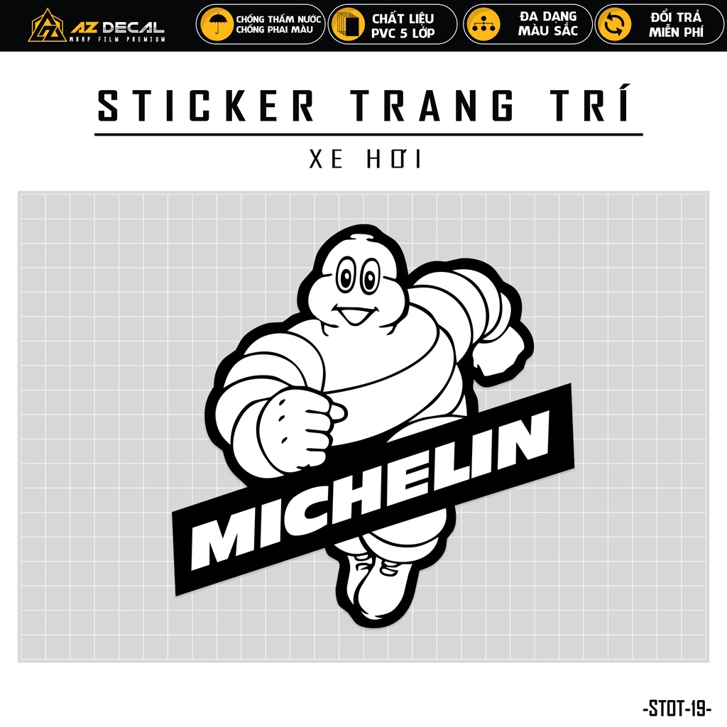 Sticker Ô Tô Thiết Kế MICHELIN | STOT-19 | Tem Dán Xe Ô Tô Dán Sườn Kính Lái Cản Sau Capo... Chống Nước Bền Màu