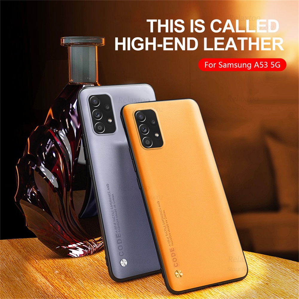 Luxury Plain Leather Case For Samsung Galaxy A53 5G Samung A53 5G SM-A536B 2022 6.5" Soft Frame Shockproof Cover Coque
