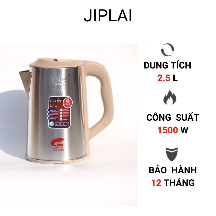Ấm đun nước siêu tốc Jiplai 2.5L, công suất 1500w. Bảo hành 12 tháng