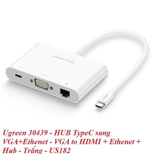 Cáp Chuyển USB Type C Sang VGA + 2 Cổng USB + LAN Ugreen (30439) - Hàng chính hãng