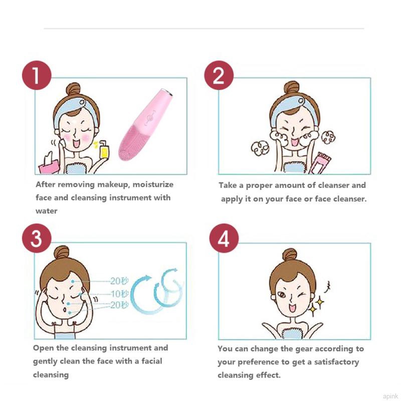 Bàn chải rung silicone giúp mát xa làm sạch da mặt chống nước tốt tiện dụng