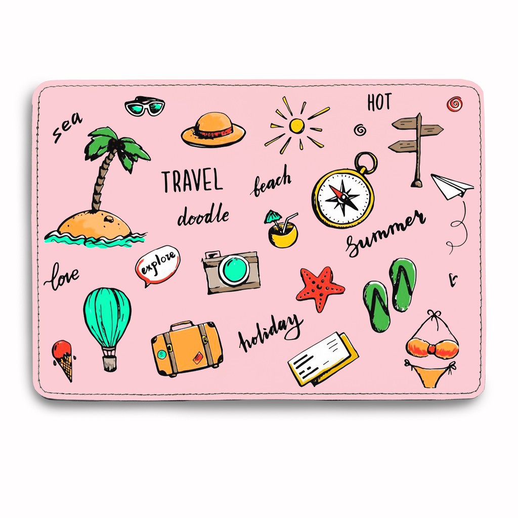 Bao Da Passport Cover SEA TRAVEL Sắc Màu - Ví Đựng Hộ Chiếu Du Lịch Thiết Kế Đơn Giản Tinh Tế Xinh Xắn - LT062