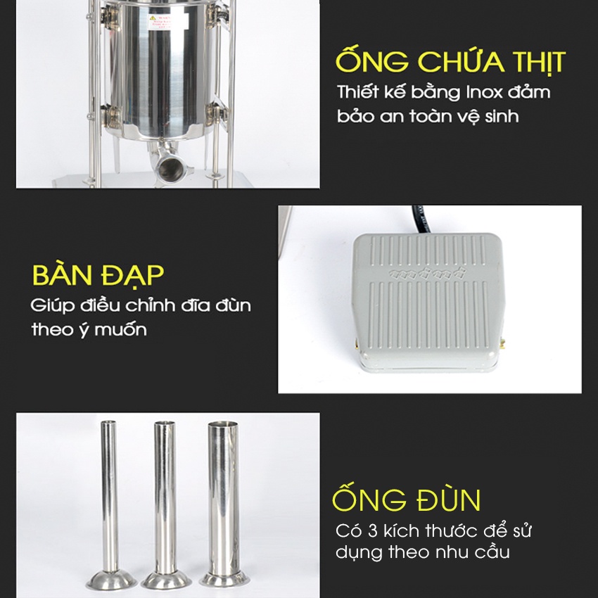 Máy Đùn Xúc Xích Điện ABG Loại 10L Tự Động Chuyên Dụng Dành Cho Nhà Hàng, Quán Ăn Chế Biến Xúc Xích, Lạp Xưởng