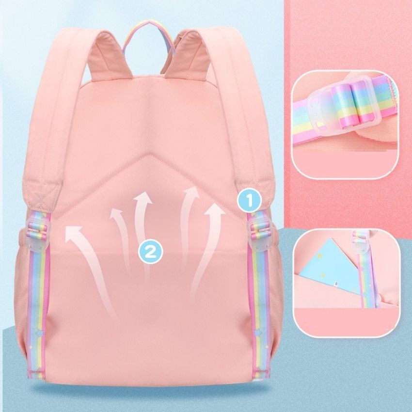 Cặp balo học sinh nữ đi học cấp 1,2 size 39cm chất liệu vải dù cao cấp chống thấm nước,chống xước có nhiều ngăn BLHS10