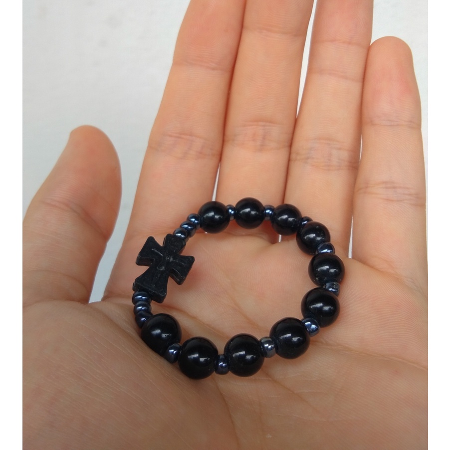 Chuỗi Mân Côi đá đen (trắng) cho trẻ 2-6 tuổi