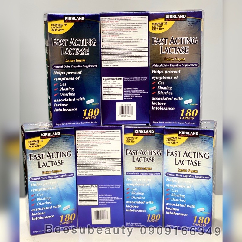 Kirkland Fast Acting Lactase 180v hỗ trợ tiêu hoá