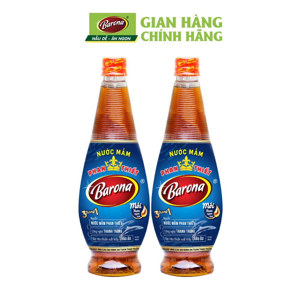 Combo 2 chai Nước Mắm Phan Thiết Barona 12 độ đạm - 750ml