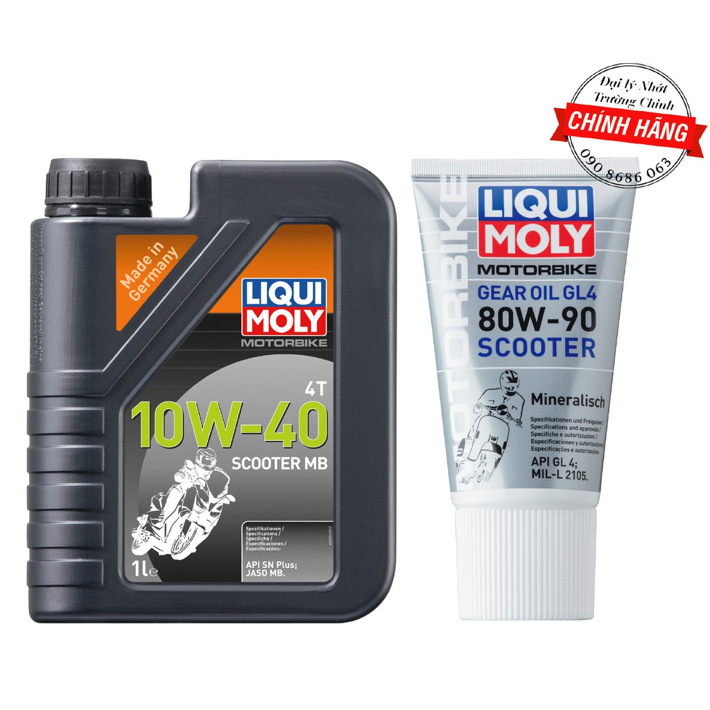 COMBO NHỚT LIQUI MOLY SCOOTER 10W40 MB 1L DÀNH CHO XE GA + NHỚT HỘP SỐ LIQUI 150ML