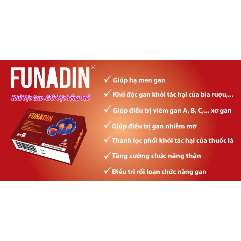 [CHÍNH HÃNG] Viên uống Funadin nhập khẩu Mỹ - Bảo vệ gan, giải độc gan, tăng cường chức năng gan