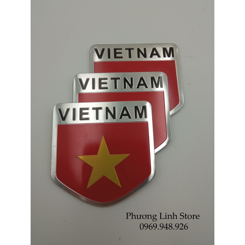 Tem nhôm logo cờ Việt Nam, decal cờ Việt Nam dán xe