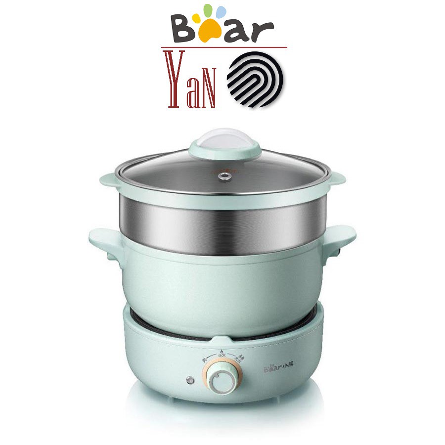 [Nội địa] Nồi nấu đa năng chiên xào nấu lẩu kèm lồng hấp 2.5L Bear DHG-B25Z1 700W màu xanh ngọc - Hàng chính hãng