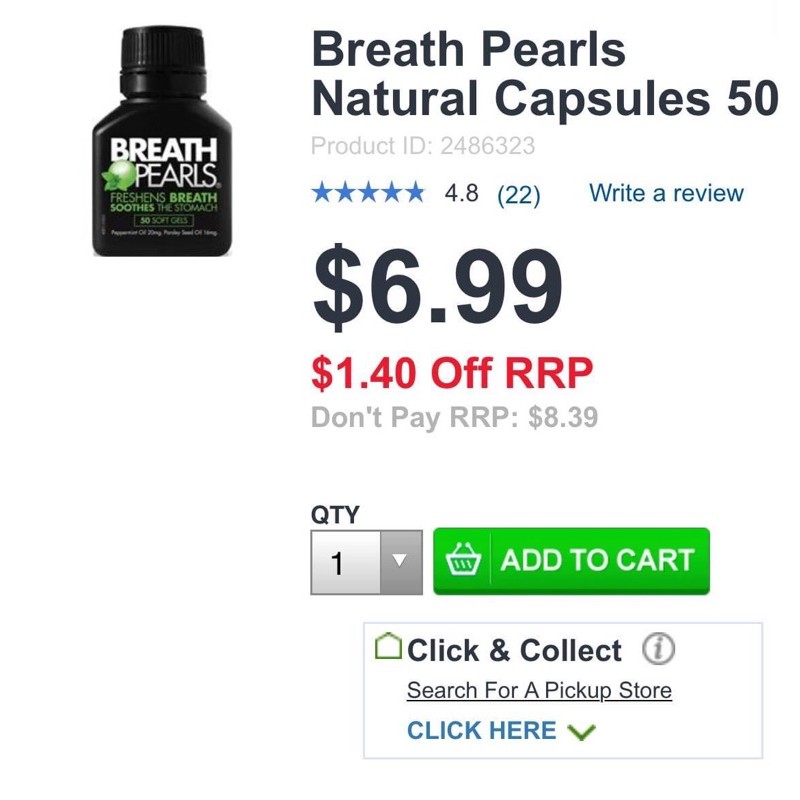 (Air Có Bill Úc) Viên uống thơm miệng Breath Pearls xua tan hơi thở có mùi 50 viên