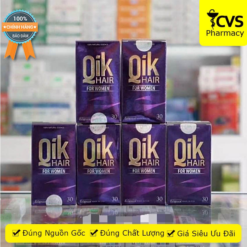 Qik Hair For Women - Cải thiện tình trạng Rụng Tóc, Tóc Mọc Chắc khỏe Cho Nữ (Lọ 30 viên)