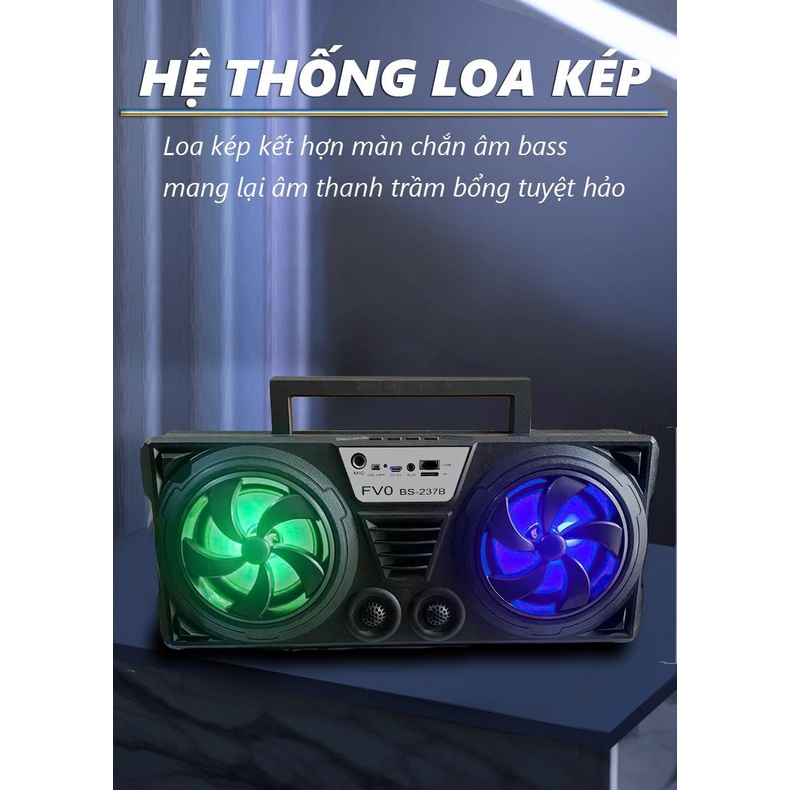 Loa bluetooth karaoke siêu trầm BS 237 kèm micro hát công suất lớn