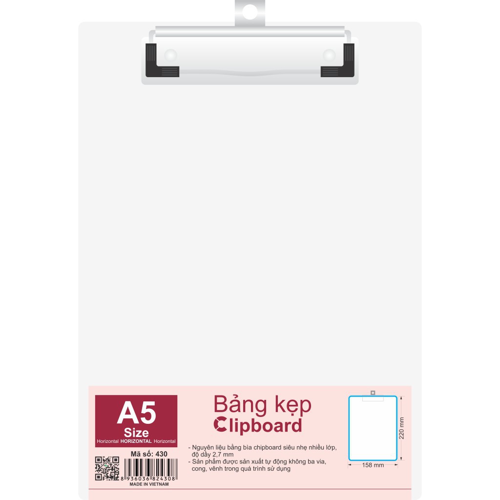 Giá bảng kẹp Klong chipboard A5; MS 430