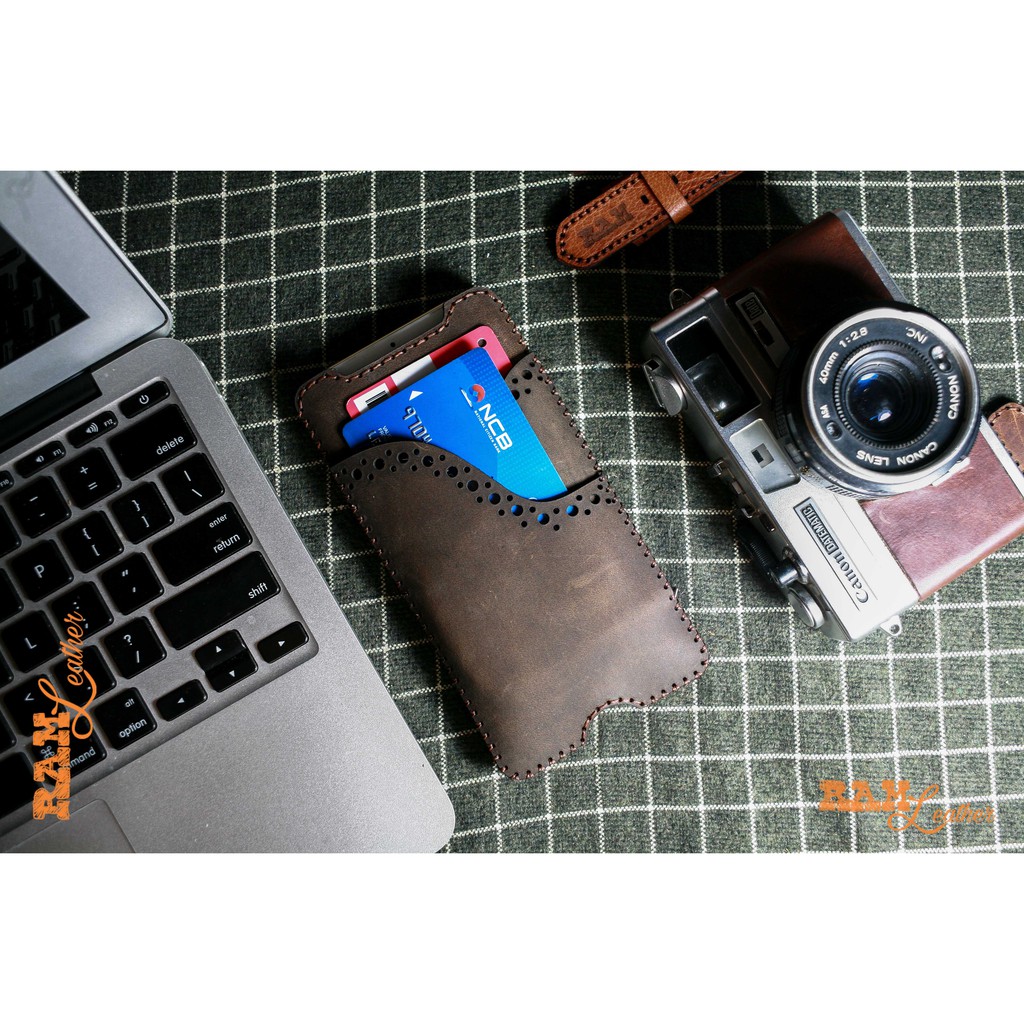 Bao Da Điện Thoại IPHONE Da Bò Thật Đặt Riêng - RAM Leather Cover One Dark Brown