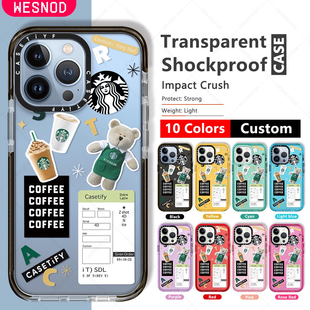 Chống sốc suốt Thời Trang đẹp Ốp Điện Thoại Họa Tiết Starbucks Cho IPhone 13 Mini 7 8 Plus Xs X Xr 12 Pro Max 11 15 14 Se2020 gấu dẻo Mềm Silicon chống va Siêu Mỏng thương hiệu điện thoại ốp chống bẩn trong nắp