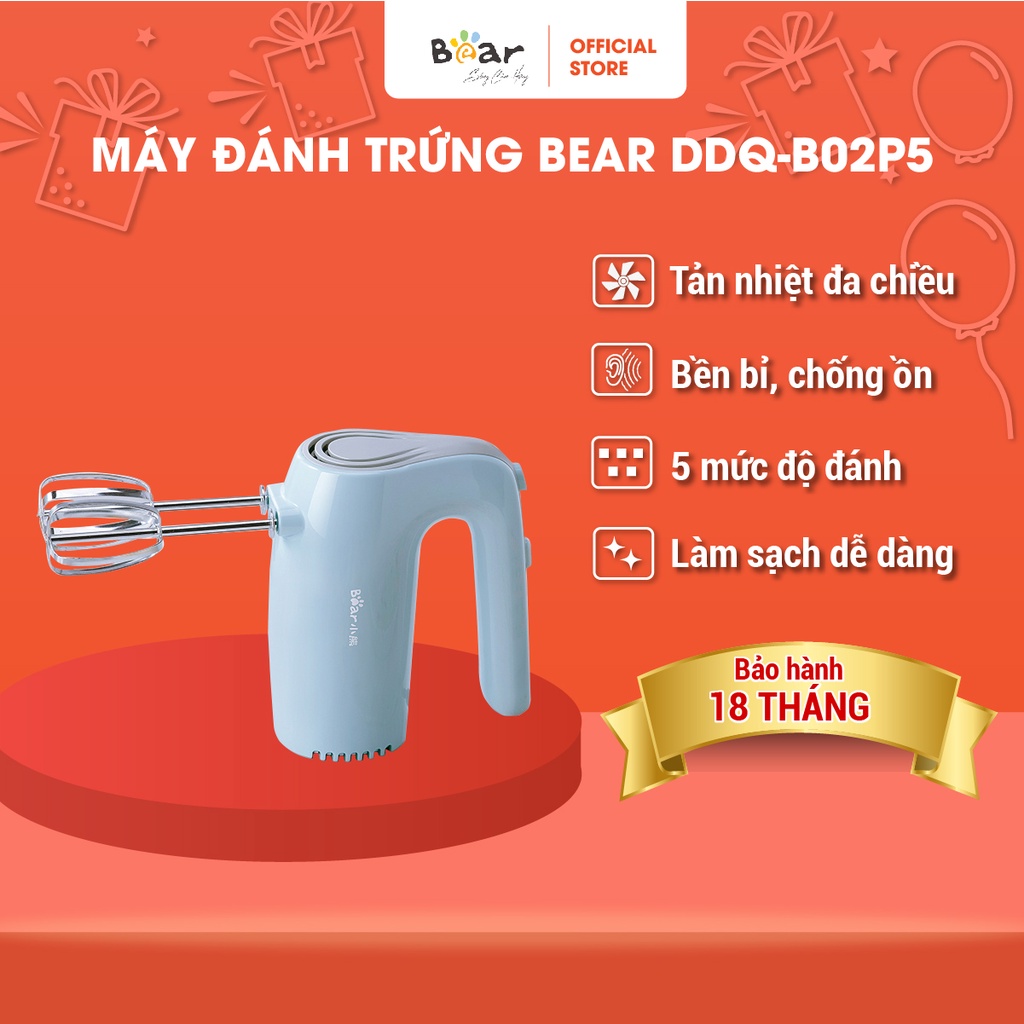 Máy Đánh Trứng Mini Cầm Tay Bear Công Suất Lớn Làm Bánh, Làm Kem - DDQ-B02P5