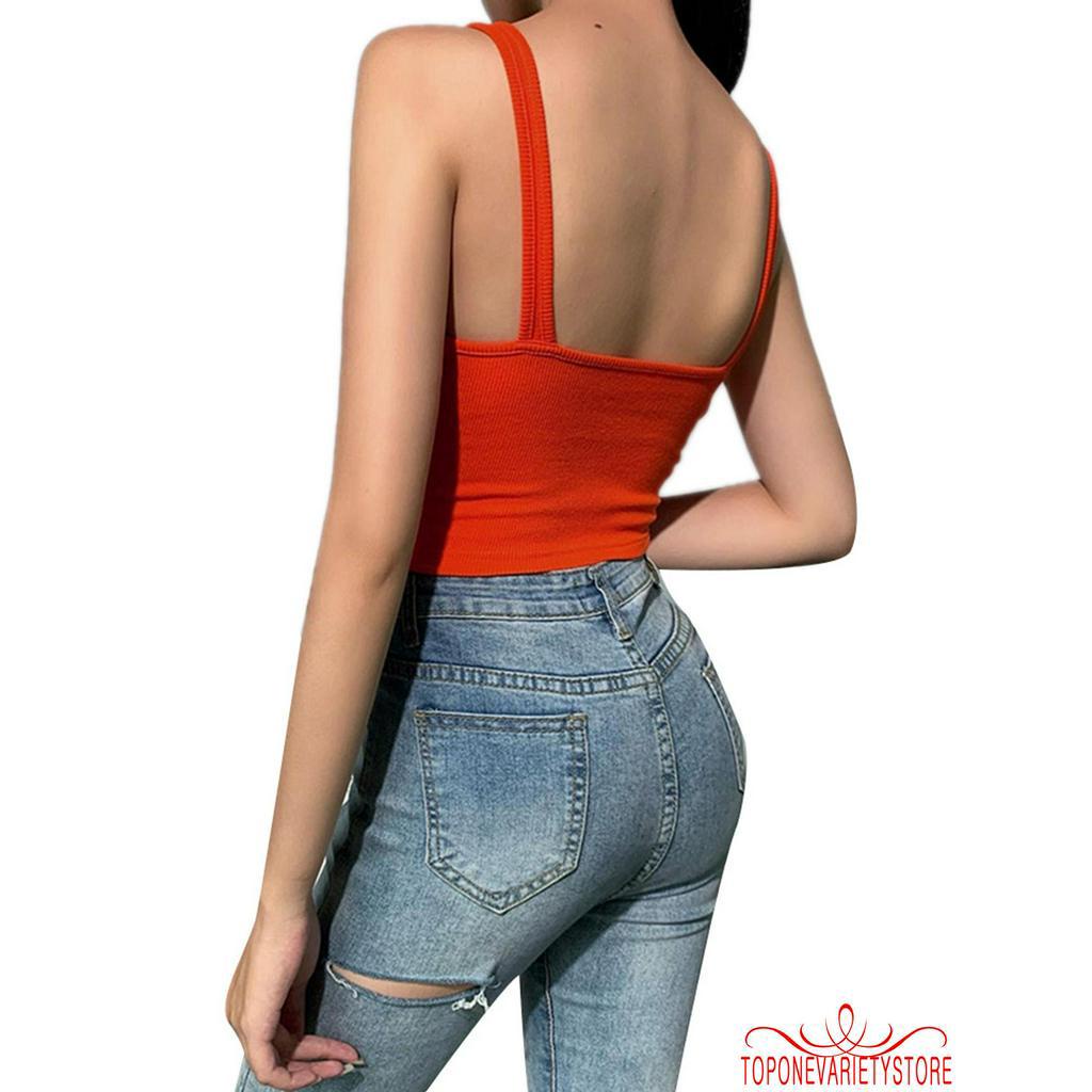Áo Croptop Không Tay Cổ Chữ V Gợi Cảm Dành Cho Nữ