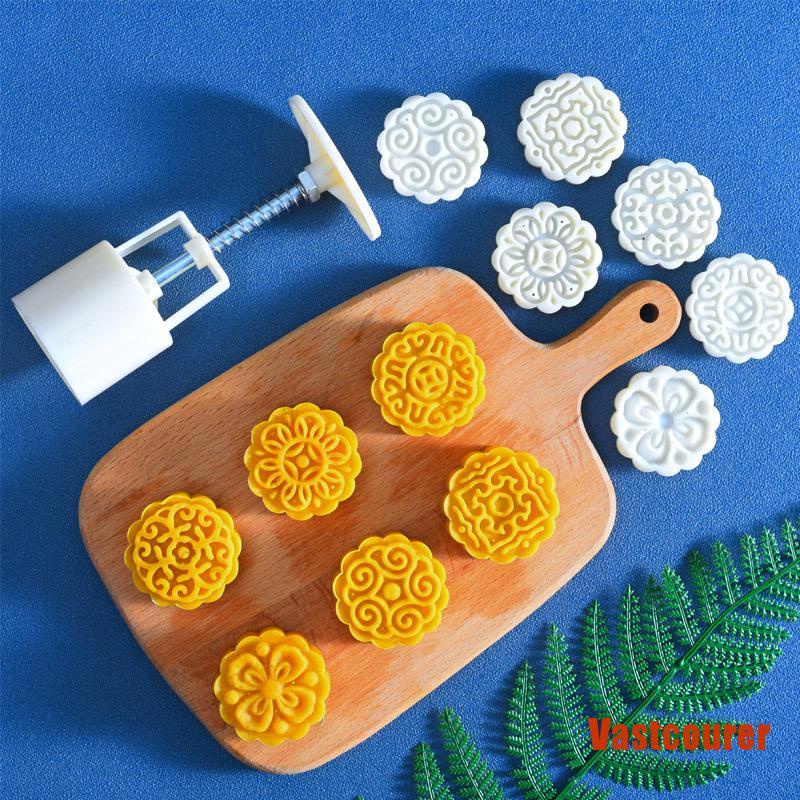 Bộ Khuôn Nhấn Bánh Trung Thu 6 Ngăn Hình Hoa Tiện Lợi