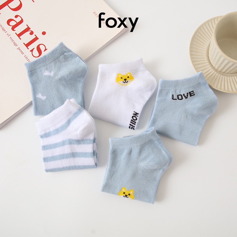 Tất Nữ Cổ Ngắn In Hình Chó Shiba Phong Cách Nhật Bản Foxy - FOS010
