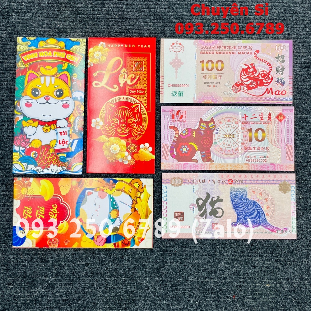 SẴN HÀNG Combo 3 Tờ tiền hình con Mèo 2023 may mắn lưu niệm làm quà tặng lì xì Tết - TẶNG BAO LÌ XÌ