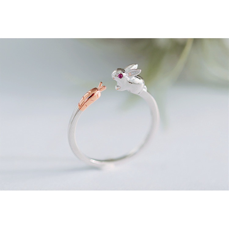 Nhẫn Bạc s925 Hình Cà Rốt Thỏ Dễ Thương Đơn Giản Sáng Tạo Phong Cách Hàn Quốc Cho Nữ