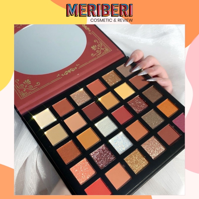 Bảng mắt 30 ô Mugeleen tông cam đỏ dễ đánh, nhũ bling bling kèm cọ