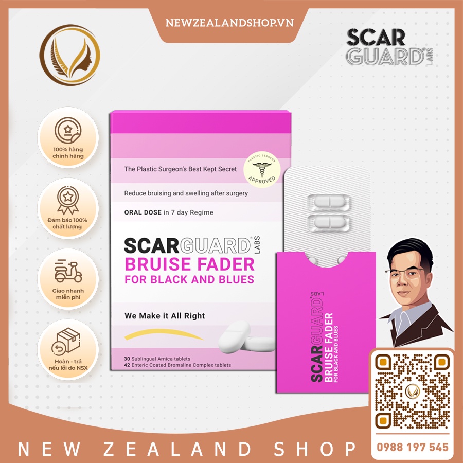Viên uống ngậm tan vết bầm tím Scarguard Bruise Fader hiệu quả nhanh an toàn