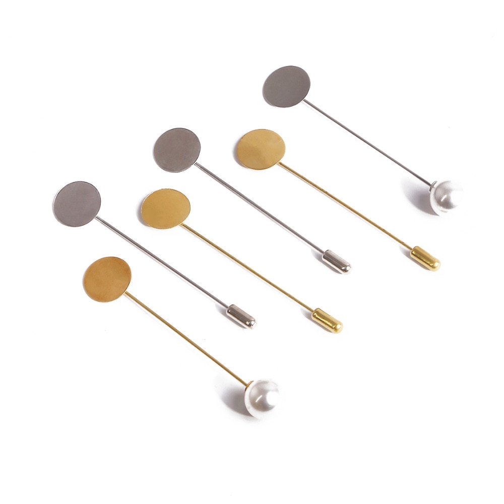 Set 10 ghim cài dài bằng hợp kim đính ngọc trai giả thiết kế khung trống tự trang trí DIY