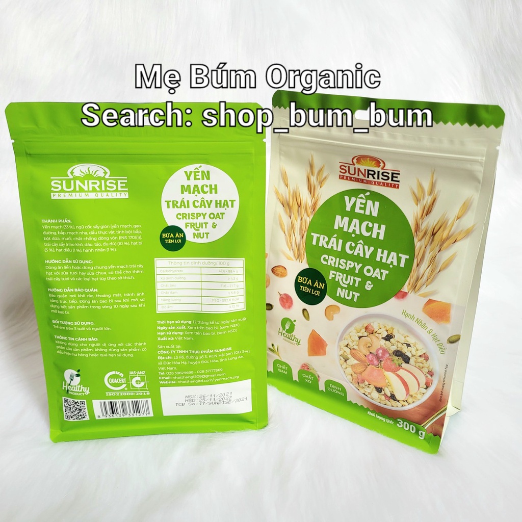 [ HCM Giao Hỏa Tốc] Combo 3 Túi - Yến Mạch Trái Cây SUNRISE 300g