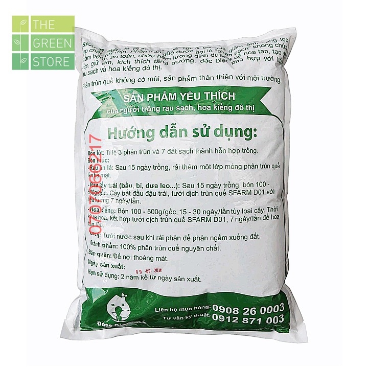 Phân trùn quế SFARM hữu cơ  nguyên chất, dạng bột, đóng gói sẵn hoặc chiết lẻ từ bao 40kg