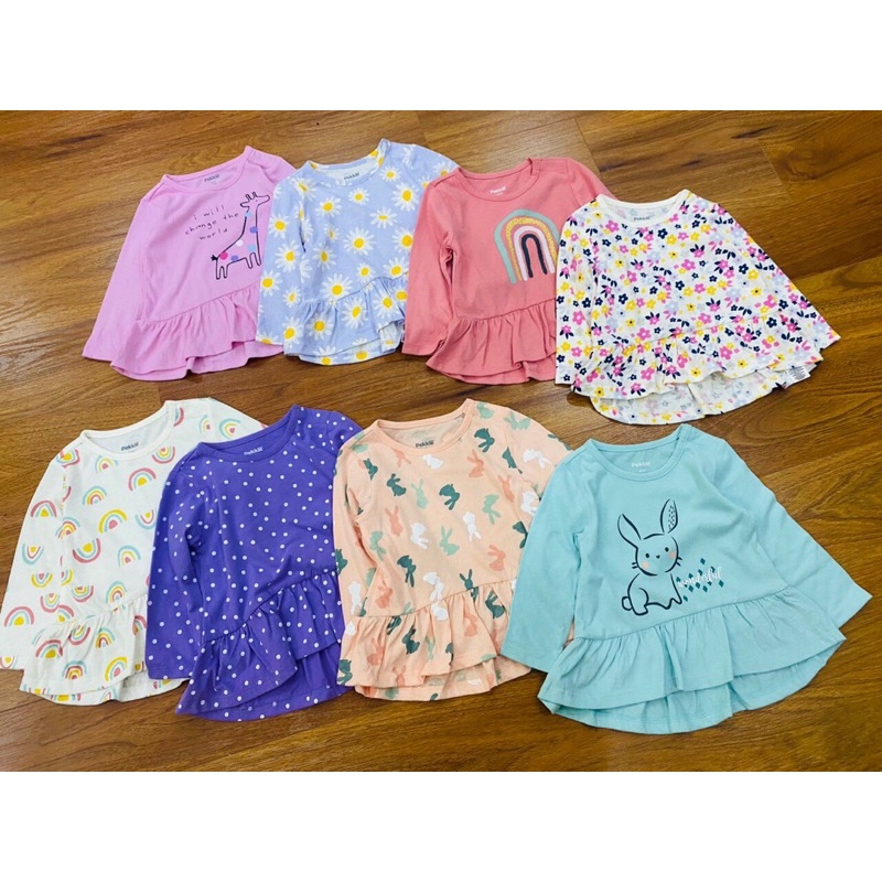 𝐒𝐡𝐨𝐩 𝐌𝐞̣ 𝐁𝐨𝐛 𝟖𝟔 - [BẢNG MÀU 2] Áo cotton dài tay Pekkle bé gái xuất xịn xinh ngất ngây (12m-4y)