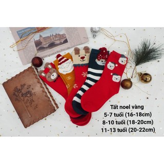 Tất thổ cẩm trẻ em noel vàng