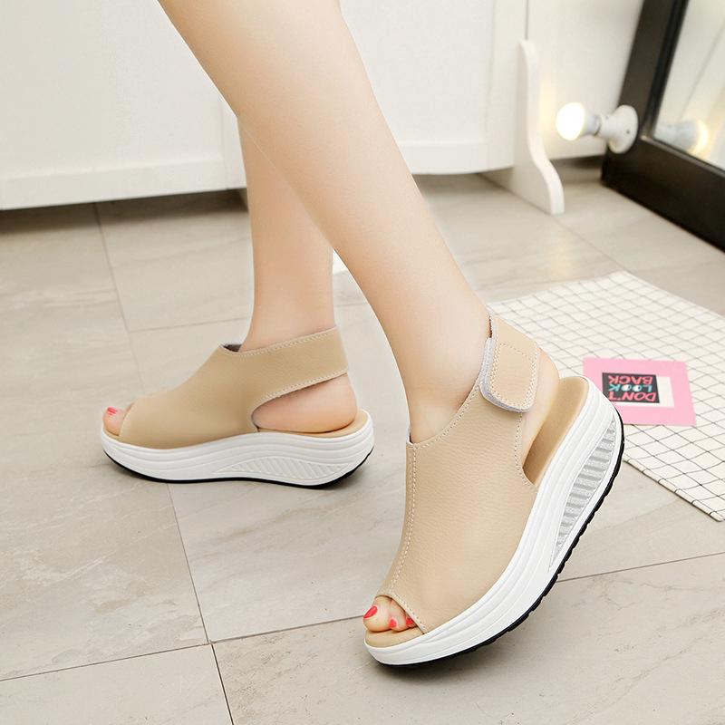 Giày sandal đế xuồng bằng da PU cho nữ 6937