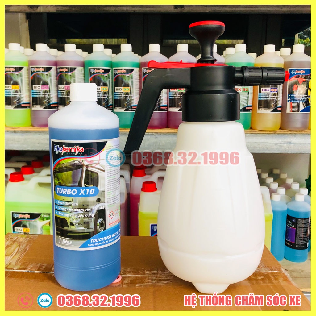 Combo Dung Dịch Rửa Xe Không Chạm Bio Ekokemika - Bình Xịt Bọt Tuyết Cầm Tay 2.5L(Tặng Khăn Lau 2 Mặt 30x30cm)