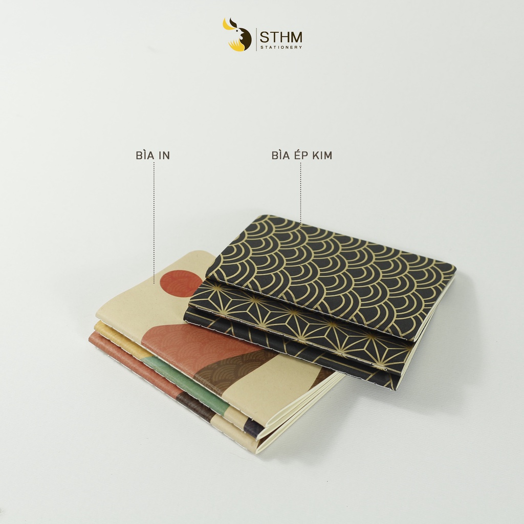 Sổ tay bỏ túi (Pocket notebook) may chỉ giữa - Ruột kem trơn - STHM stationery