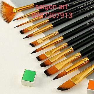 Bộ 12 Cọ Vẽ Tranh Acrylic, Màu Nước,.Keep Smiling A6308