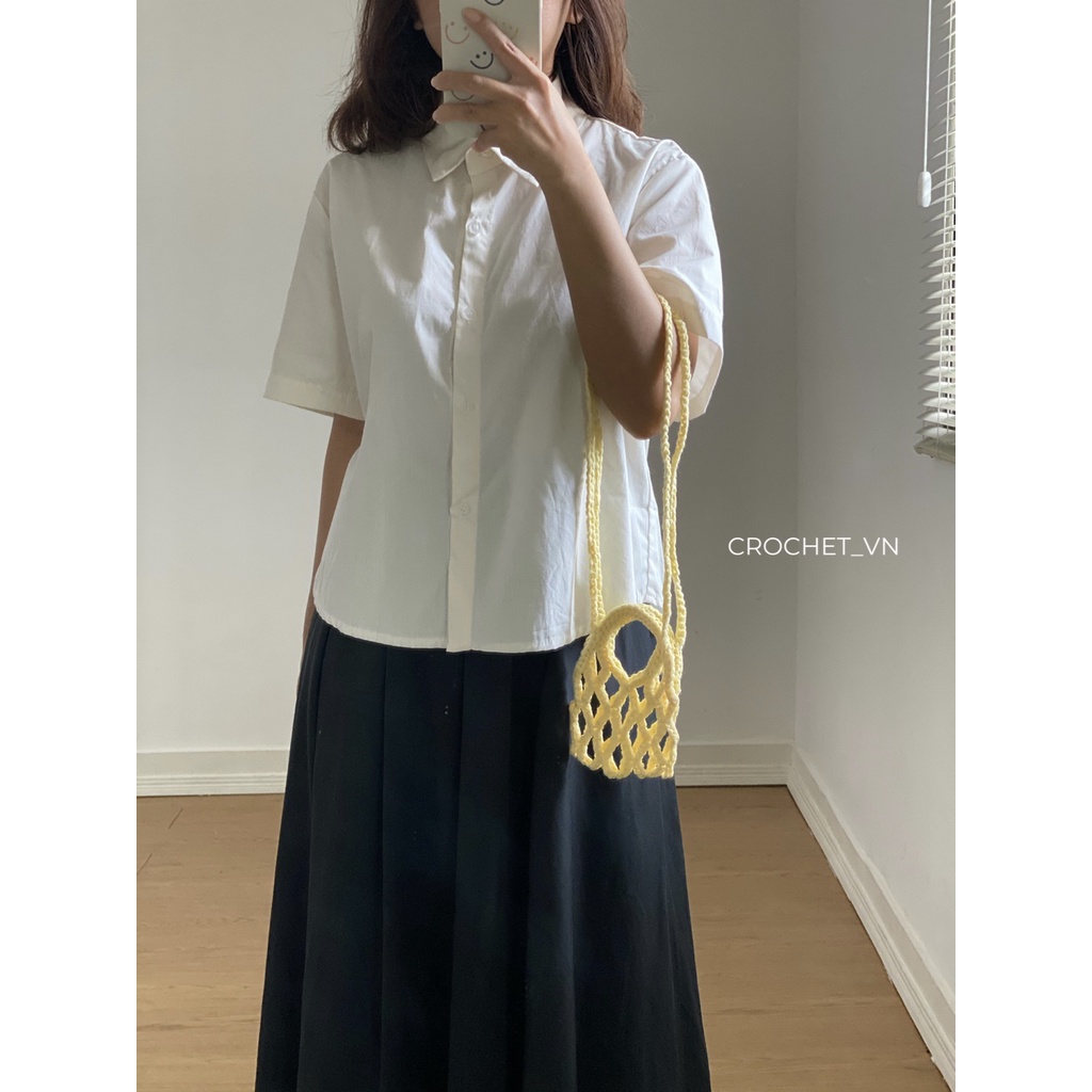 Túi lưới đan móc thủ công, hot trend thời trang, kèm túi vải rút để đồ, chụp hình, đi chơi du lịch