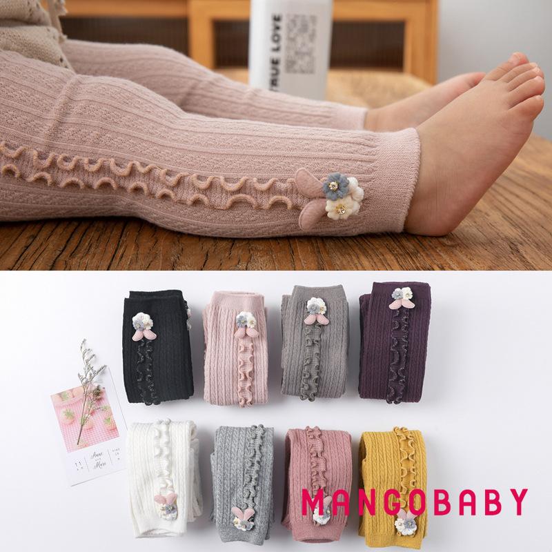 Quần Legging Lưng Cao Ống Loe Họa Tiết Hoa Cho Bé Gái