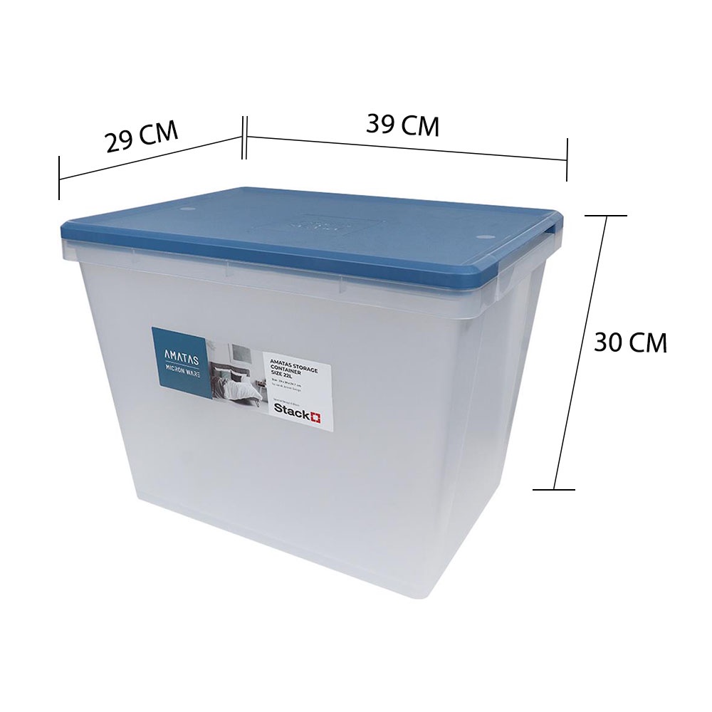 HomeBase STACKO Hộp đựng đồ bằng nhựa Thái Lan AMATAS 22L 29X39X29.7cm màu xanh dương