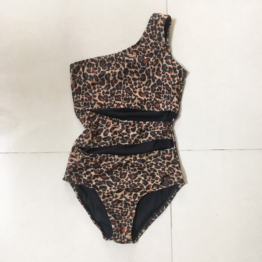 Monokini, đồ bơi 1 mảnh khoét bụng da beo lệch vai sexy (hình thật ở cuối)